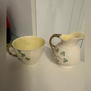 Belleek Ceramic Base with Green Emblem